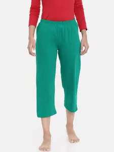 zebu Women Green Solid Regular Fit Lounge pants