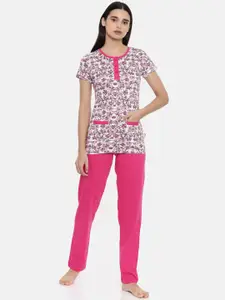 zebu Women Pink Printed Night suit