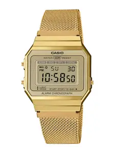CASIO Vintage A700WMG-9ADF Gold Digital Dial Gold Stainless Steel Mesh Band D171