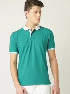 Allen Solly Men Green Solid Polo Collar T-shirt