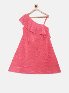Cub McPaws Girls Pink Self Design A-Line Dress