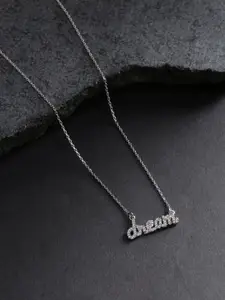 Carlton London Silver-Toned Rhodium-Plated CZ Stone-Studded Necklace