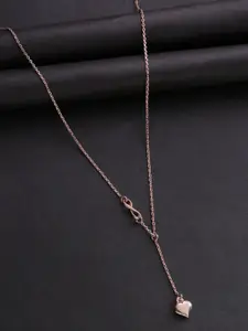 Carlton London 18kt Rose Gold Plated Lariat Heart Pendant With Chain