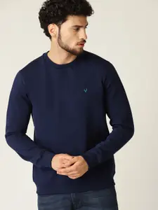 Allen Solly Men Navy Blue Solid Sweatshirt