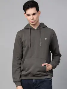 Allen Solly Men Charcoal Grey Solid Hooded Sweatshirt
