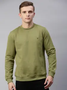 Allen Solly Men Olive Green Solid Sweatshirt