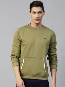 Allen Solly Men Olive Green Solid Sweatshirt