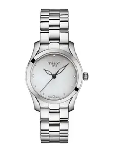 TISSOT Women Silver-Toned T-Wave Diamond-Studded Analogue Watch T1122101103600