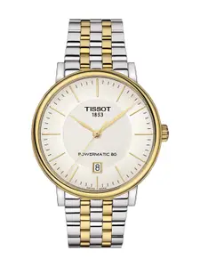 TISSOT Men Silver-Toned Carson Premium Powermatic 80 Swiss Automatic Analogue Watch T1224072203100