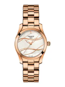 TISSOT Women White T-Wave Mother of Pearl Diamond Studded Analogue Watch T1122103311100
