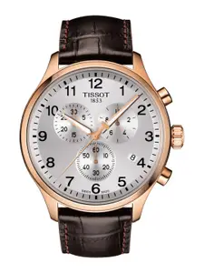 TISSOT Men Silver-Toned Chrono XL Classic Swiss Chronograph Analogue Watch T1166173603700