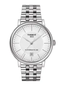 TISSOT Men Silver-Toned Carson Premium Powermatic 80 Swiss Automatic Analogue Watch T1224071103100