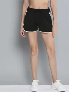HRX by Hrithik Roshan Women Black Solid Regular Fit Lifestyle Sports Shorts
