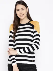 Cayman Women Off-White & Black Striped Sweater