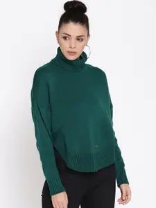 The Roadster Lifestyle Co Women Teal Green Solid Sweater