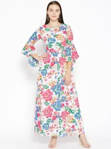 Deewa Women Multicoloured Floral Print Maxi Dress