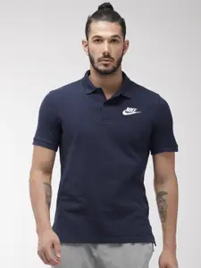 Nike Men Blue Solid NSW CE POLO MATCHUP Pure Cotton T-shirt