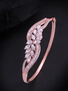 Priyaasi Rose Gold-Plated American Diamond Studded Handcrafted Bangle Style Bracelet