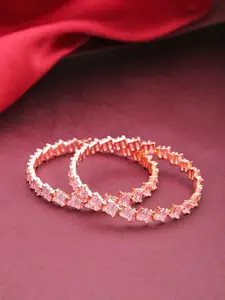 Priyaasi Set of 2 Rose Gold-Plated AD Studded Handcrafted Bangles