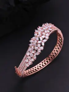 Priyaasi Rose Gold-Plated AD-Studded Handcrafted Bangle Style Bracelet