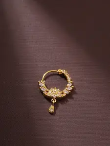 Priyaasi Gold-Plated American Diamond Studded Nose Ring