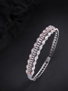 Priyaasi Oxidised Silver-Plated CZ-Studded Bangle Style Bracelet