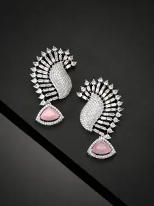 Priyaasi Silver-Plated Stone Studded Handcrafted Contemporary Drop Earrings