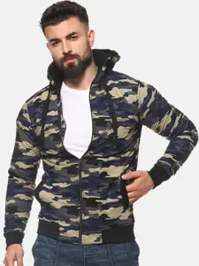 Campus Sutra Men Multicoloured Camouflage Printed Padded Jacket