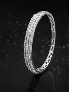 Priyaasi Silver-Plated AD-Studded Handcrafted Bangle Style Bracelet