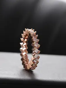 Priyaasi Rose Gold-Plated AD-Studded Handcrafted Finger Ring