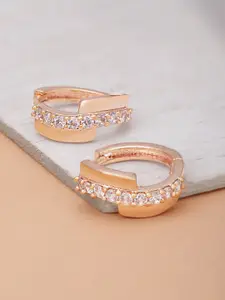 Priyaasi Rose Gold-Plated American Diamond Studded Circular Studs