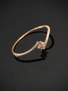 Priyaasi Rose Gold-Plated AD-Studded Handcrafted Floral Shaped Bangle Style Bracelet