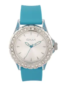 Omax Women Silver-Toned Embellished Dial Watch TS479