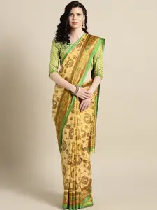 Saree mall Beige & Green Printed Saree