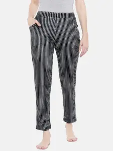 Sweet Dreams Women Black & White Striped Lounge Pants