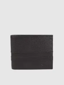 Park Avenue Men Black Textured Genuine Leather Two Fold Wallet