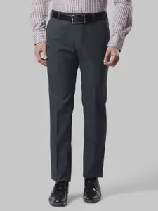 Raymond Men Blue Slim Fit Solid Formal Trousers