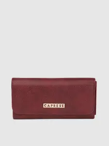 Caprese Women Burgundy Solid Three Fold Wallet