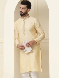 SOJANYA Men Gold-Toned Solid Straight Kurta