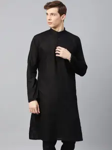 SOJANYA Men Black Solid Straight Kurta