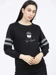 Tokyo Talkies Women Black Printed Sweatshirt