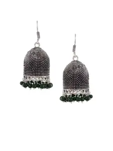 Silvermerc Designs Silver-Plated & Black Dome Shaped Oxidised Jhumkas