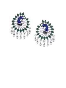 Silvermerc Designs Silver-Plated & Blue Peacock Drop Studs