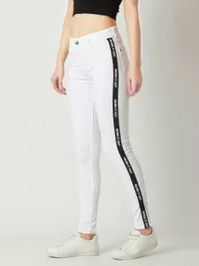 Miss Chase Women White Skinny Fit Mid-Rise Clean Look Stretchable Jeans
