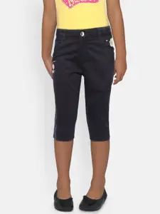 Gini and Jony Girls Navy Blue Solid Regular Fit Shorts