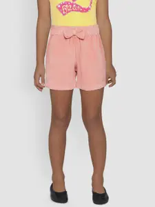Gini and Jony Girls Pink Solid Regular Fit Corduroy Shorts