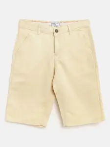 Gini and Jony Boys Cream-Coloured Solid Classic Fit Regular Shorts