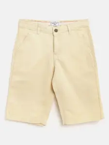 Gini and Jony Boys Cream-Coloured Solid Classic Fit Regular Shorts