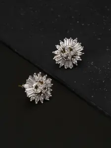 Priyaasi Gold-Plated CZ Studded Floral Studs
