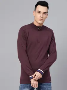 Van Heusen Men Aubergine Solid Sweater